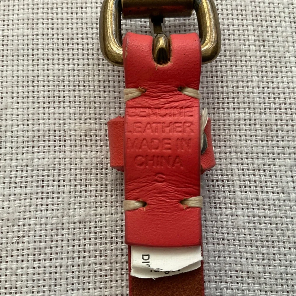 Leather Cutout Geometric Pattern Adjustable  Belt Size S NWOT